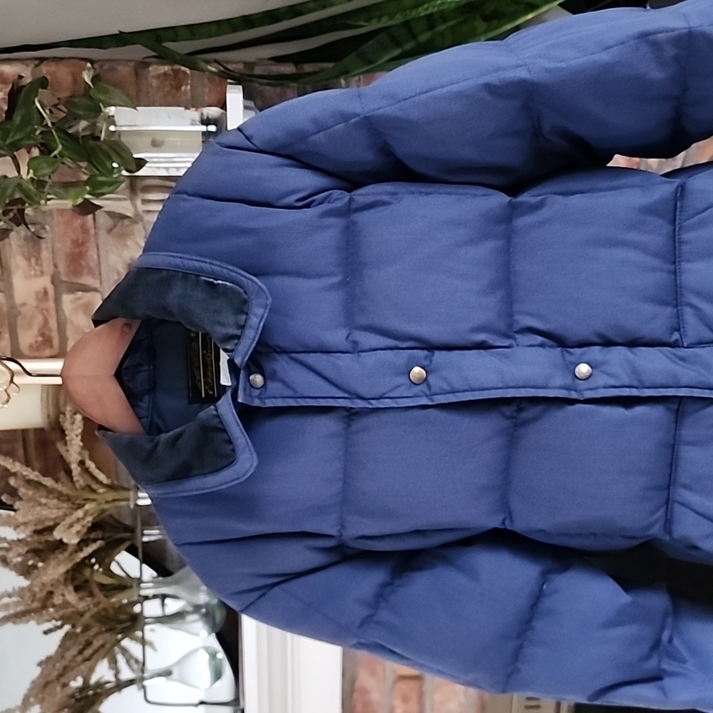 Vintage Eddie Bauer Goose Down Made in USA Quilted Puffer Jacket Blue Sz M TALL - Picture 4 of 17